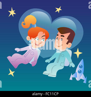 Paar in der Liebe im Raum Stockfoto