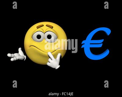 Emoticon verlegen und Euro - 3d render Stockfoto