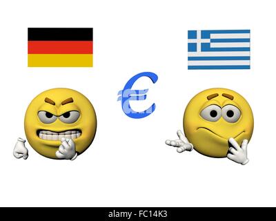 Emoticon wütend und Euro - 3d render Stockfoto