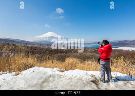 Panorama-Aussichtspunkt Fujisan Yamanaka-See Stockfoto