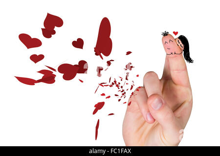 Zusammengesetztes Bild der Finger gekreuzt wie ein paar Stockfoto