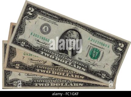 zwei-Dollar-Scheine Stockfoto