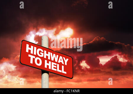 Highway zur Hölle Zeichen Stockfoto