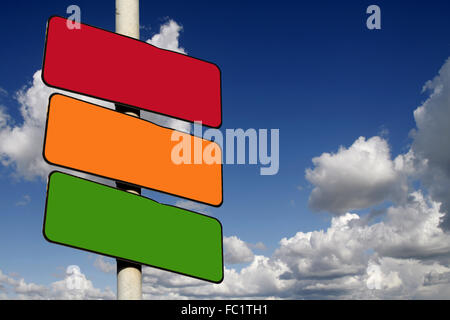 Rote, gelbe und grüne Zeichen leer Stockfoto