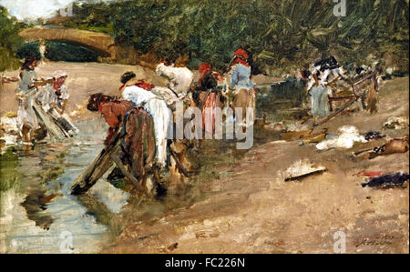 Wäscherinnen am Fluss 1913 von José Benlliure Gil 1855-1937 Andalusien Spanien Spanien Stockfoto