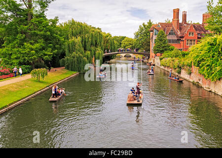 Bootfahren auf dem Fluss Cam, Cambridge, Cambridgeshire, England, Vereinigtes Königreich
