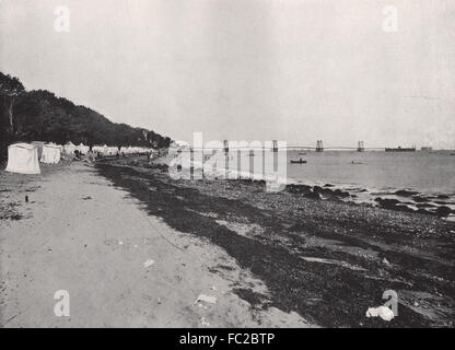 BLICK AUFS MEER. Der Badesteg Strand und Federung. Isle Of Wight, alten Drucken 1895 Stockfoto