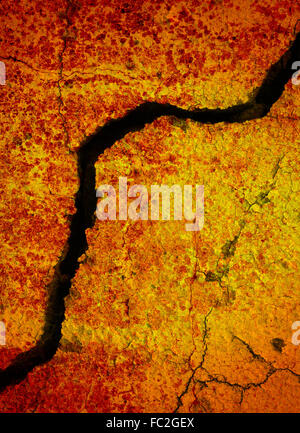 Orange rissige Wand Hintergrund Stockfoto