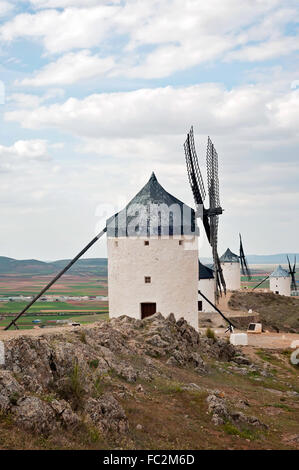 Ansicht von Windmühlen in Consuegra, Spanien Stockfoto