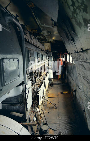 Vintage sowjetische elektrische Lokomotive Interieur, Innenansicht Stockfoto