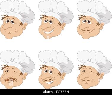 Inmitten einer Mütze Mützen Cartoon Köpfe Koch Stock Vektor