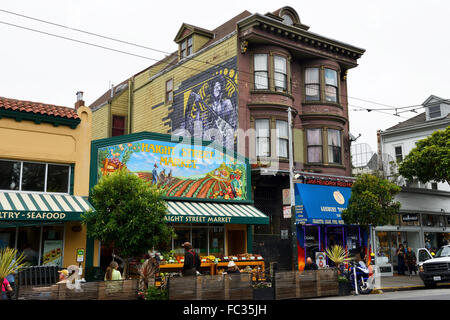 Jimi Hendrix "Red House" in Haight Ashbury-Viertel von San Francisco, Kalifornien, USA Stockfoto