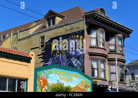 Jimi Hendrix "Red House" in Haight Ashbury-Viertel von San Francisco, Kalifornien, USA Stockfoto