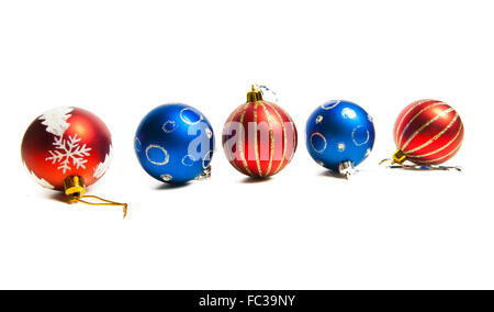 Rote und blaue Weihnachtsspielwaren Stockfoto