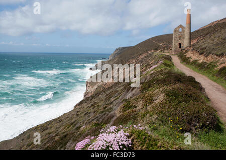 Das Maschinenhaus der Towanroath bei Wheal Coates zwischen St. Agnes und Porthtowan an der Nordküste in Cornwall in TV, s Poldark verwendet Stockfoto