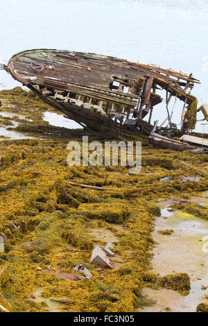 Skelett eines alten Schiffes nach Absturz Stockfoto