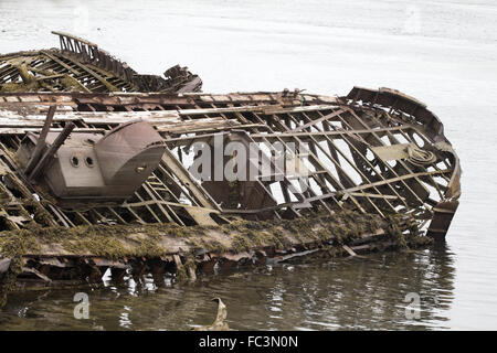 Skelett eines alten Schiffes nach Absturz Stockfoto