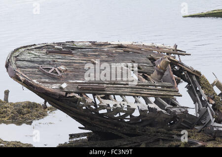 Skelett eines alten Schiffes nach Absturz Stockfoto