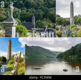 Collage von Glendalough in Wicklow Mountain in Irland Stockfoto