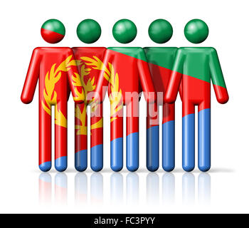 Flagge von Eritrea auf Strichmännchen Stockfoto