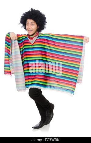 Lustige mexikanische tragen Poncho isoliert auf weiss Stockfoto