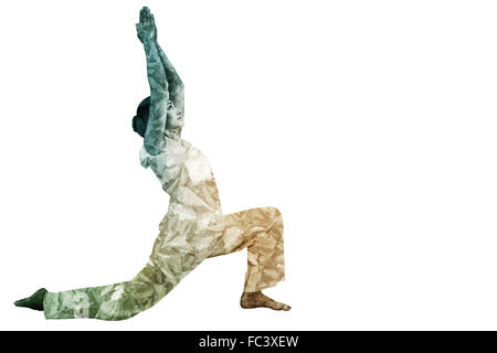 Zusammengesetztes Bild von Content Brünette in Tai Chi zu tun weiß Stockfoto