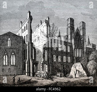 Das Haus des Parlaments, nach dem großen Brand im Jahre 1834, London, England Stockfoto