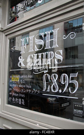 Fisch & Chips anmelden Restaurant Fenster in Covent Garden in London Stockfoto