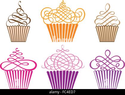 Reihe von dekorativen Cupcake Designs, Vektor-illustration Stock Vektor