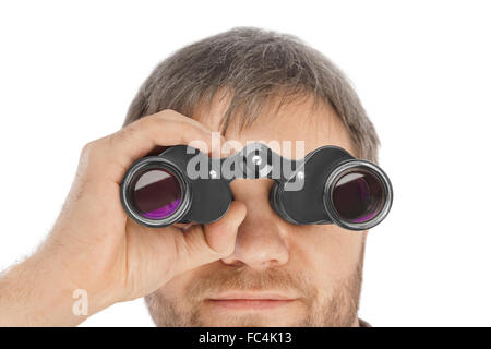 Mann mit dem Fernglas Stockfoto