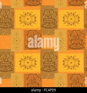 Nahtlose Hintergrund, Tassen und Blumenmuster Stock Vektor