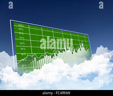 Collage von Diagrammen gegen Himmel und Wolken Stockfoto