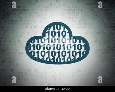 Vernetzungskonzept Wolke: Cloud mit Code auf Digitalpapier Hintergrund Stockfoto