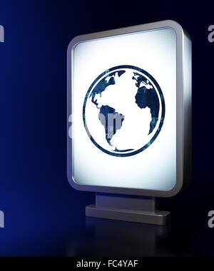Studium Konzept: Globus auf Billboard-Hintergrund Stockfoto