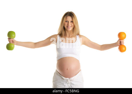 Schwangere Frau Fitness Hanteln beteiligt Stockfoto