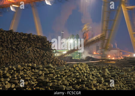 Weyerhaeuser Zellstofffabrik und Rundholzplatz, Grande Prairie, Alberta, Kanada Stockfoto