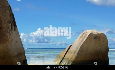 Anse Source d ' Argent auf la digue Stockfoto