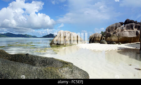 Anse Source d ' Argent auf la digue Stockfoto