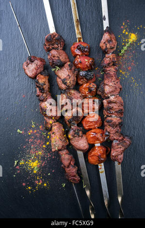 vom Grill Schaschlik Stockfoto