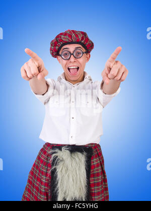 Lustige Scotsman isoliert auf dem weißen Stockfoto