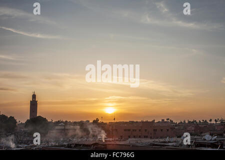 Sonnenaufgang über Marrakesch Landschaft, Marrakesch-Asfi, Marokko Stockfoto