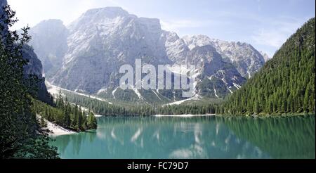 See-Prags mit Seekofel Stockfoto