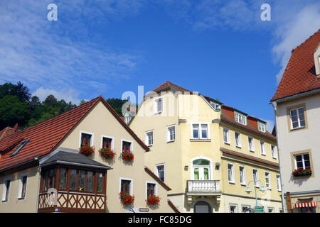 Stadtbild von Wehlen Sachsen, Deutschland Stockfoto