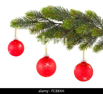 Weihnachtsbaum und Kugeln Stockfoto