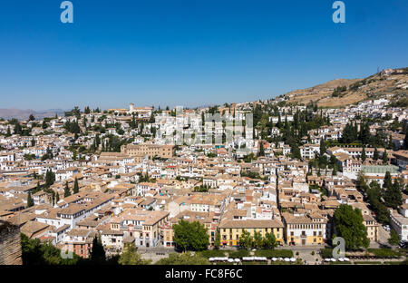 Panoramablick auf die Stadt Granada in Spanien Stockfoto