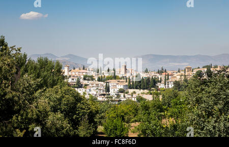 Panoramablick auf die Stadt Granada in Spanien Stockfoto