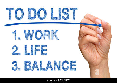 To Do-Liste - Arbeit, Leben, Balance Stockfoto