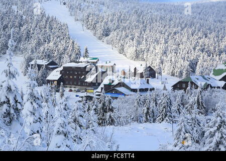 Cervenohorske Sedlo, Winter, Schnee Stockfoto