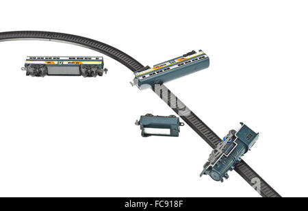 Absturz Spielzeugeisenbahn Stockfoto