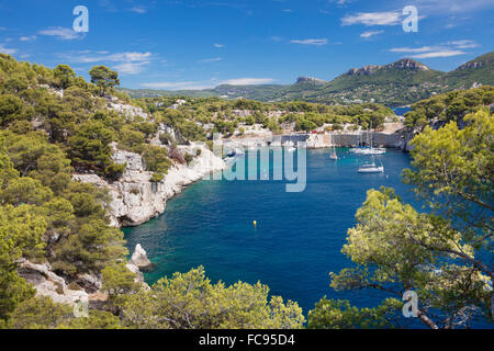 Les Calanques de Port-Miou, Nationalpark Calanque de Port-Pin, Cassis, Provence, Provence-Alpes-Cote d ' Azur, Frankreich Stockfoto